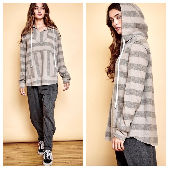 ShopEvelynne Tops - SALE Boyfriend Drawstring Striped Stylish Hoodie